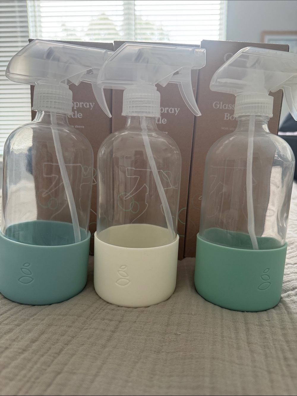 Grove Collaborative Set of 3 Glass Spray Bottles with silicone sleeves 16oz
